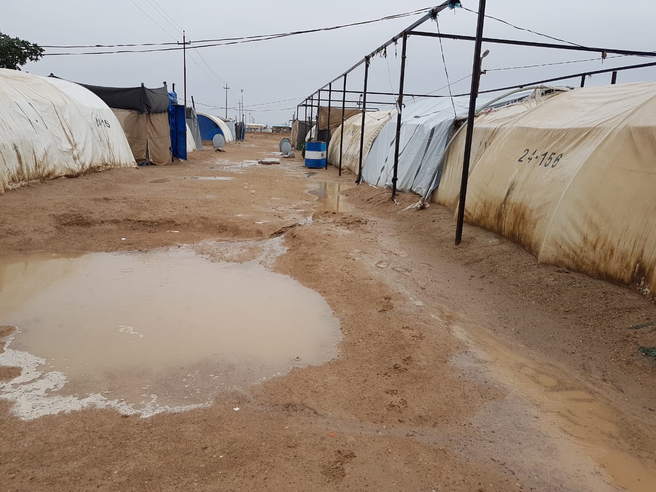 بالصور… سقوط كميات كبيرة من الامطار على مخيمات النازحين بالانبار